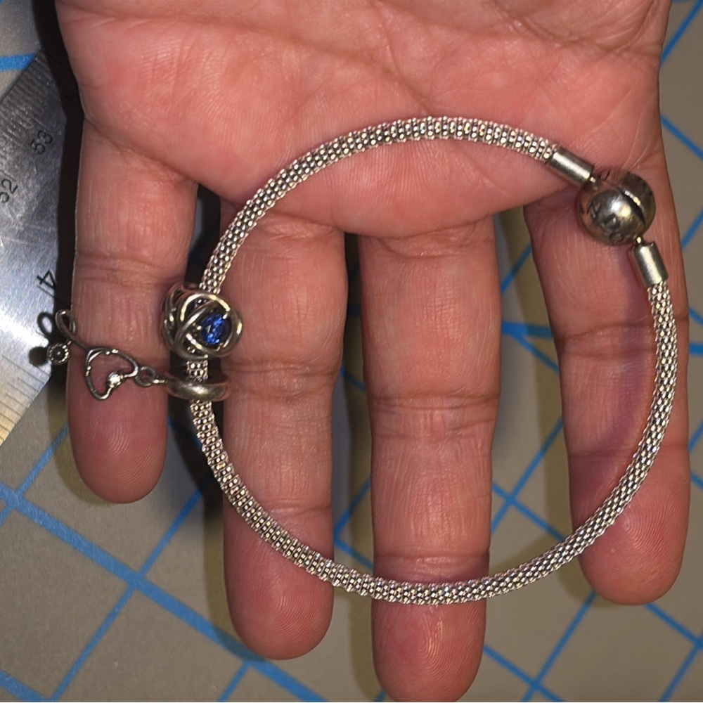Pandora Sterling Silver Bracelet & 2 Pandora Sterling Silver Charms View 6